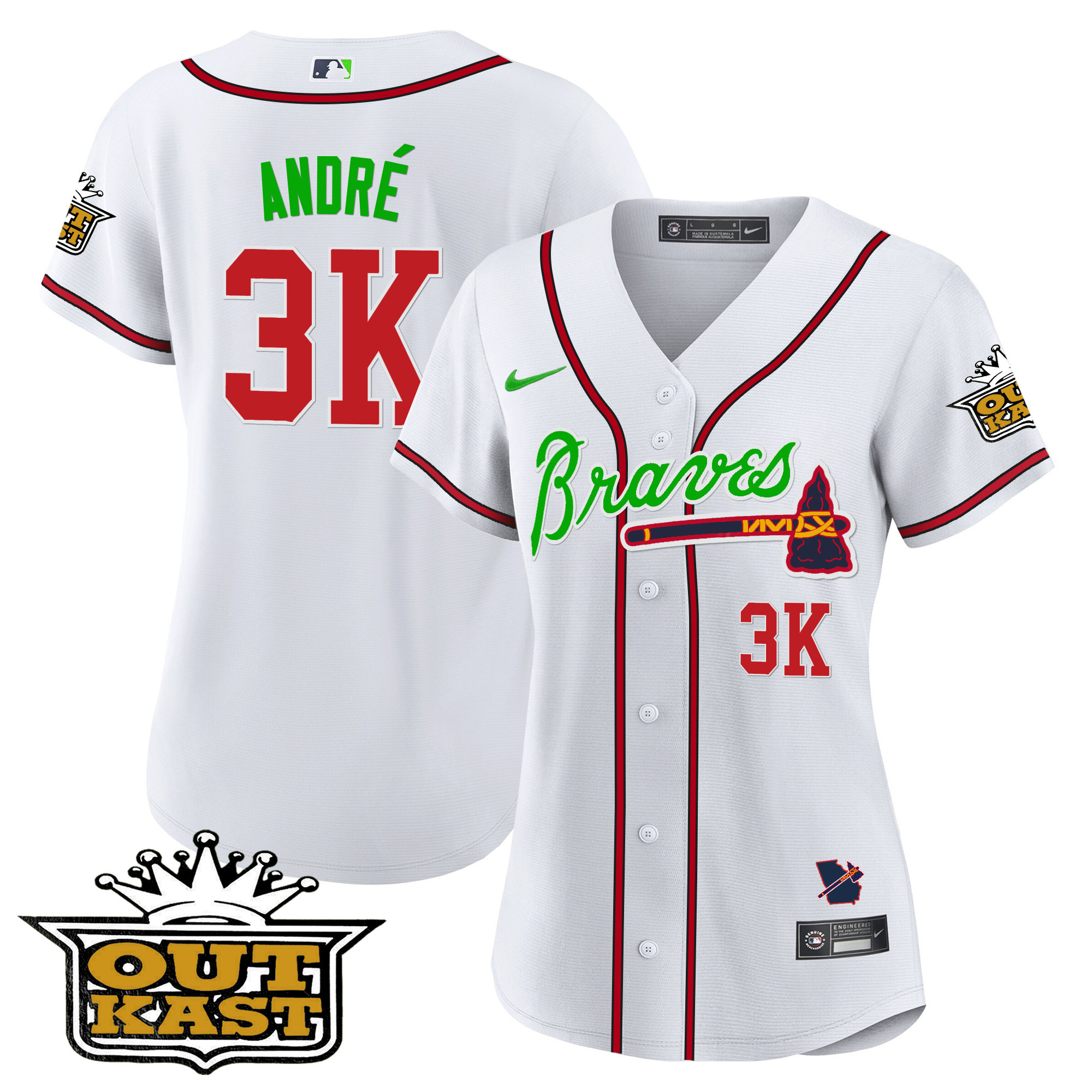 André Women's Atlanta Braves Outkast Baseball V2 White Jersey - All Stitched