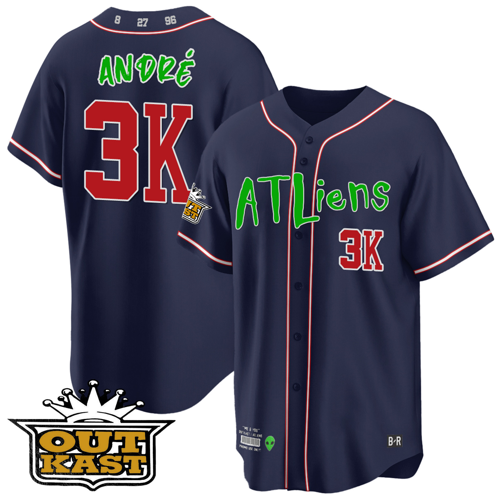 André Youth's Atlanta Braves Atliens Cool Base Navy Jersey - All Stitched