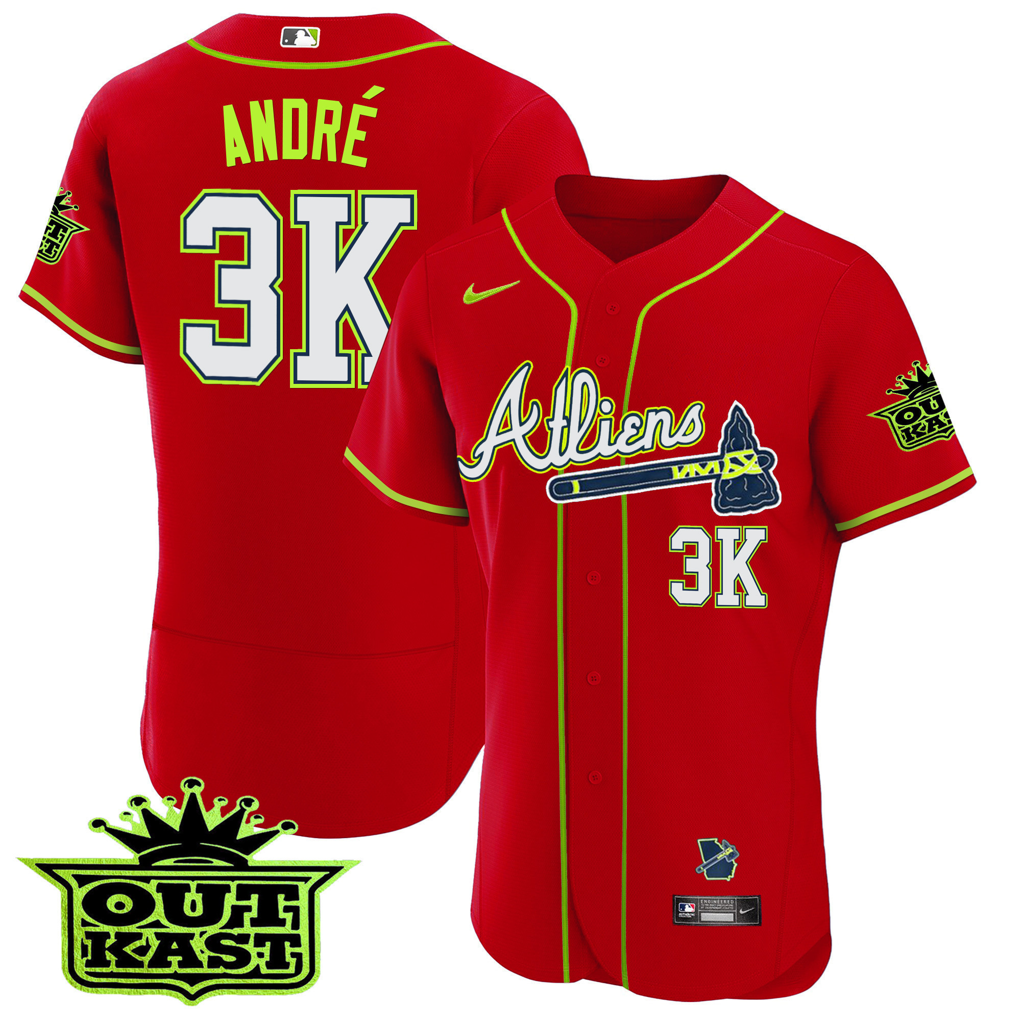 André Youth's Atlanta Braves Atliens Flex Base Red Jersey - All Stitched