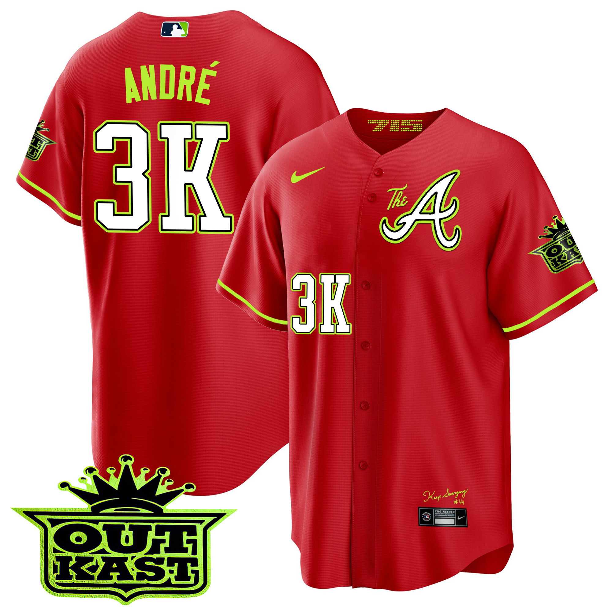 André Youth's Atlanta Braves Atliens The A Cool Base Red Jersey - All Stitched