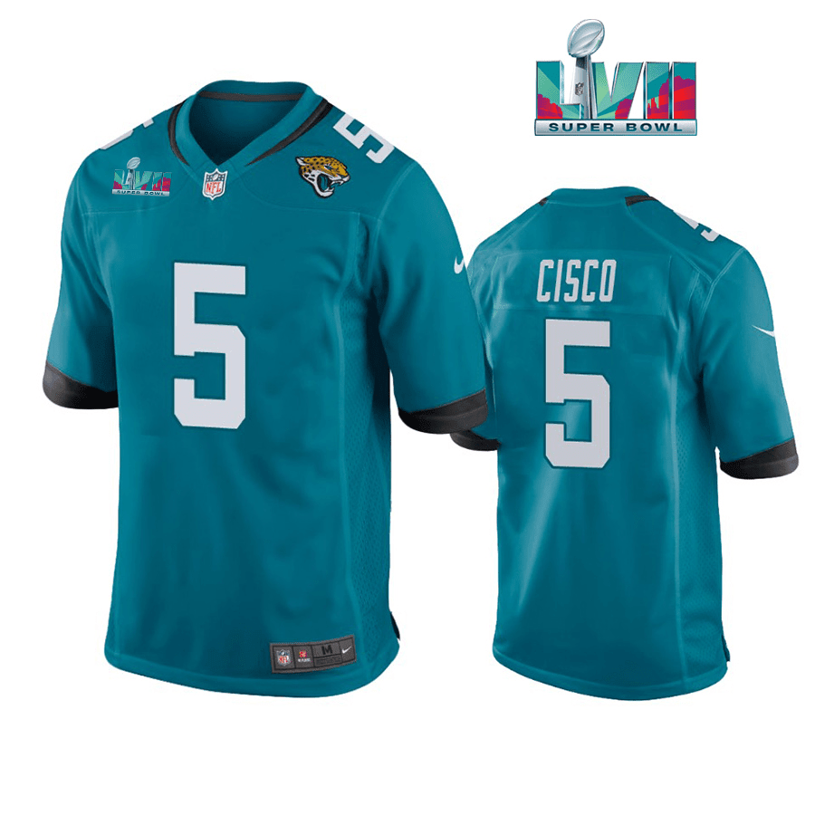 Andre Cisco 5 Jacksonville Jaguars Super Bowl LVII Super Bowl LVII Game Teal Stitched Jersey