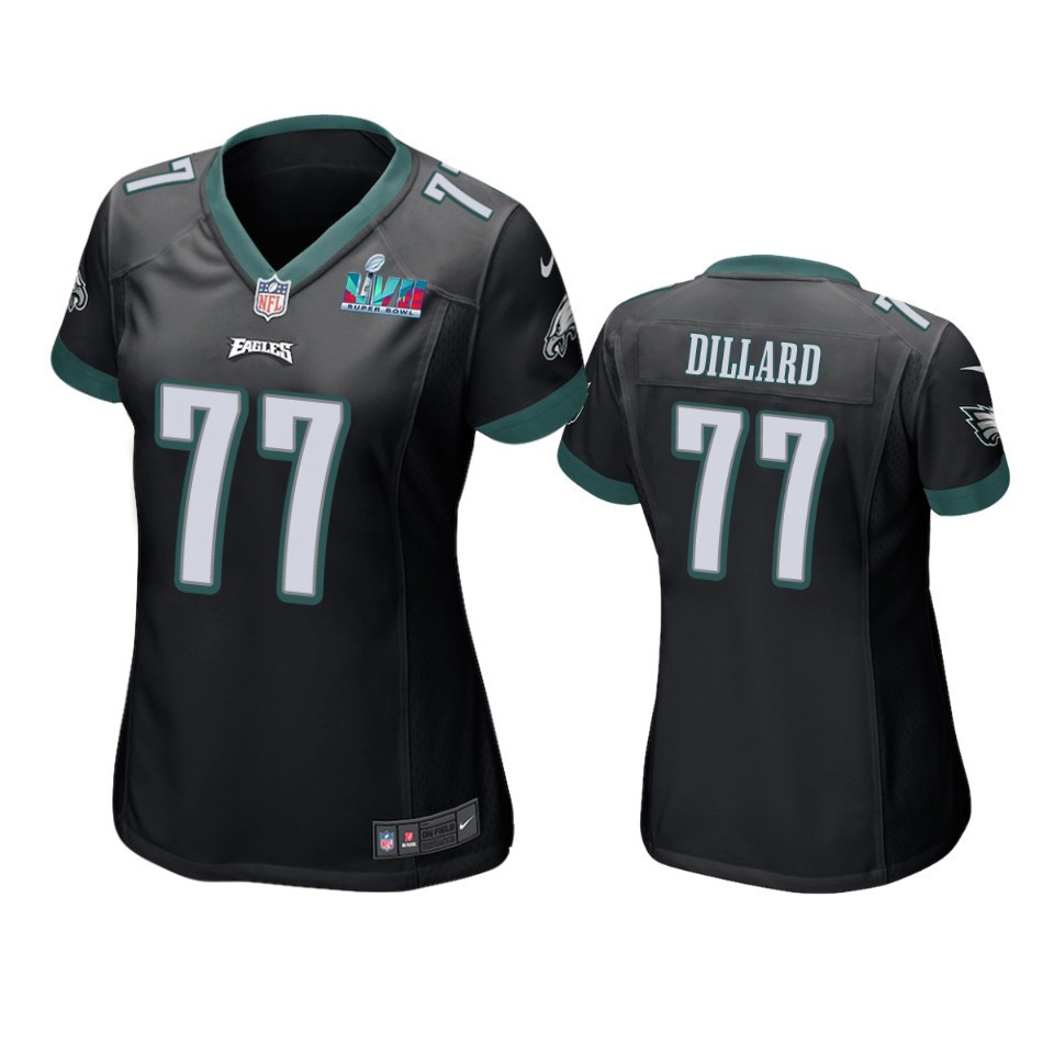 Andre Dillard 77 Philadelphia Eagles Super Bowl LVII Black Game Stitched Jersey – Women