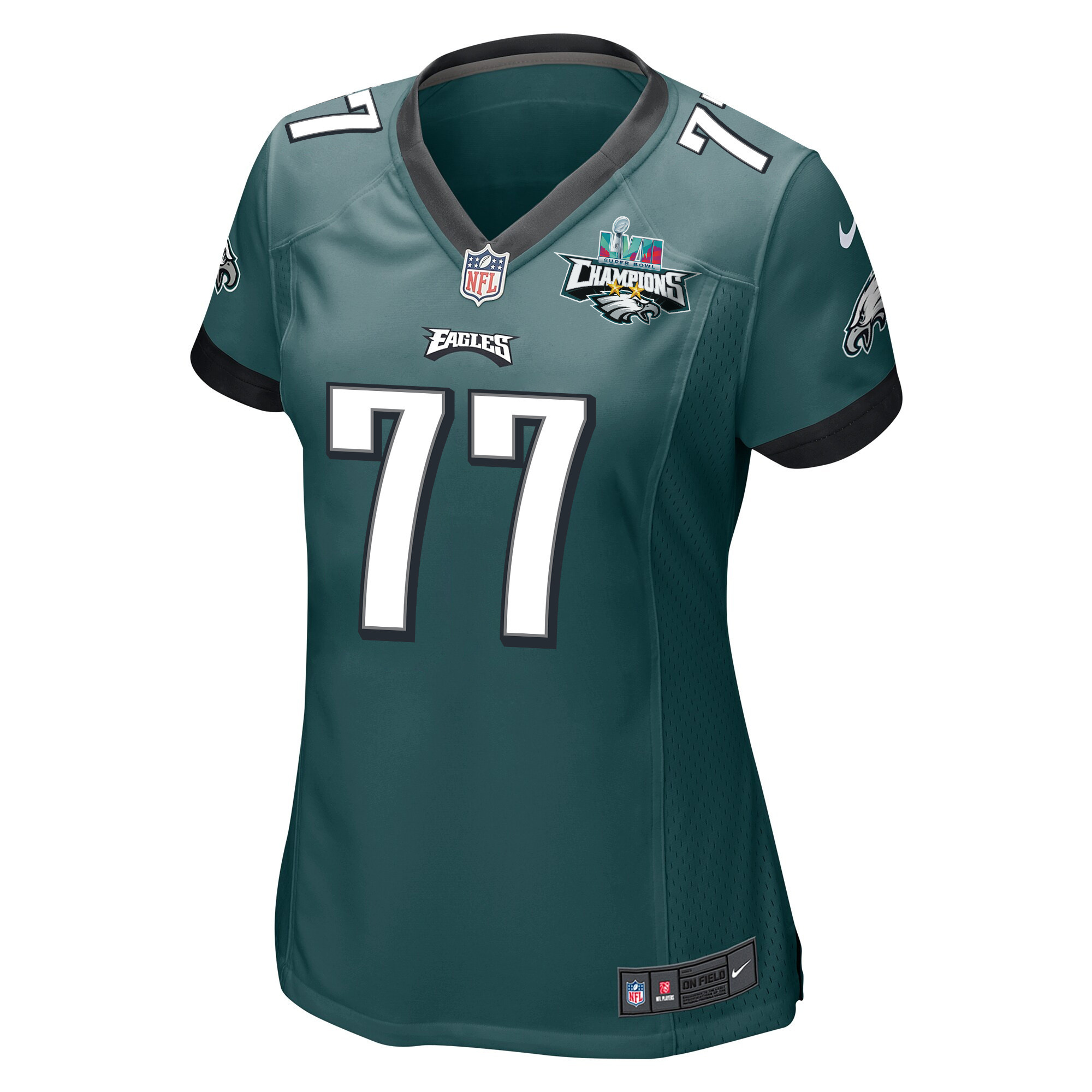 Andre Dillard 77 Philadelphia Eagles Super Bowl LVII Champions 2 Stars Women Game Stitched Jersey – Midnight Green