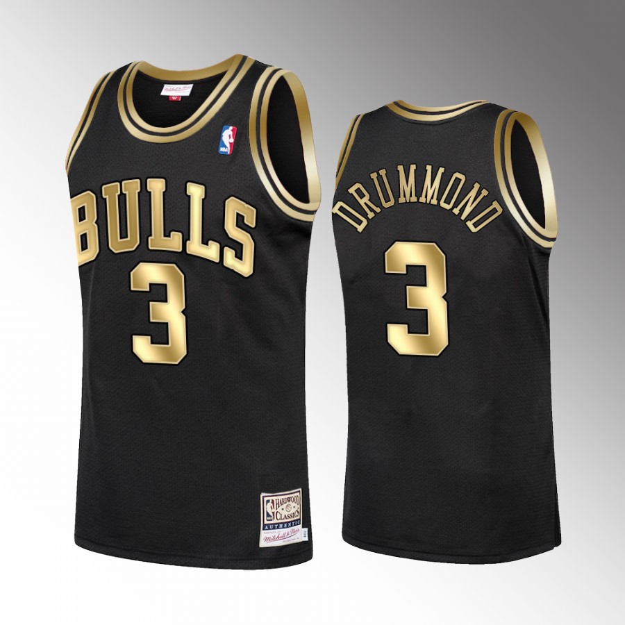 Andre Drummond #3 Chicago Bulls Golden Edition Black Hardwood Classics Jersey