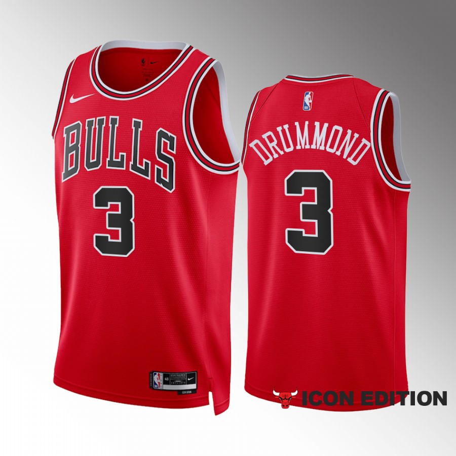 Andre Drummond 2022-23 Chicago Bulls Red #3 Icon Edition Jersey Swingman