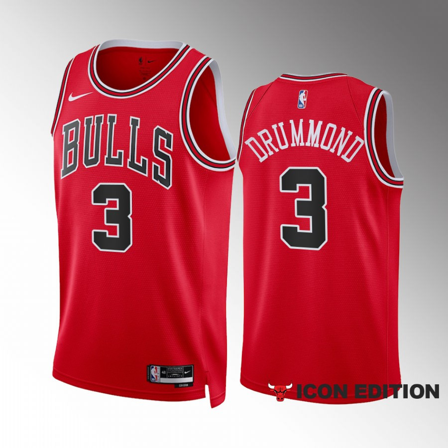 Andre Drummond 3 2022-23 Chicago Bulls Red Icon Edition Stitched Jersey Swingman