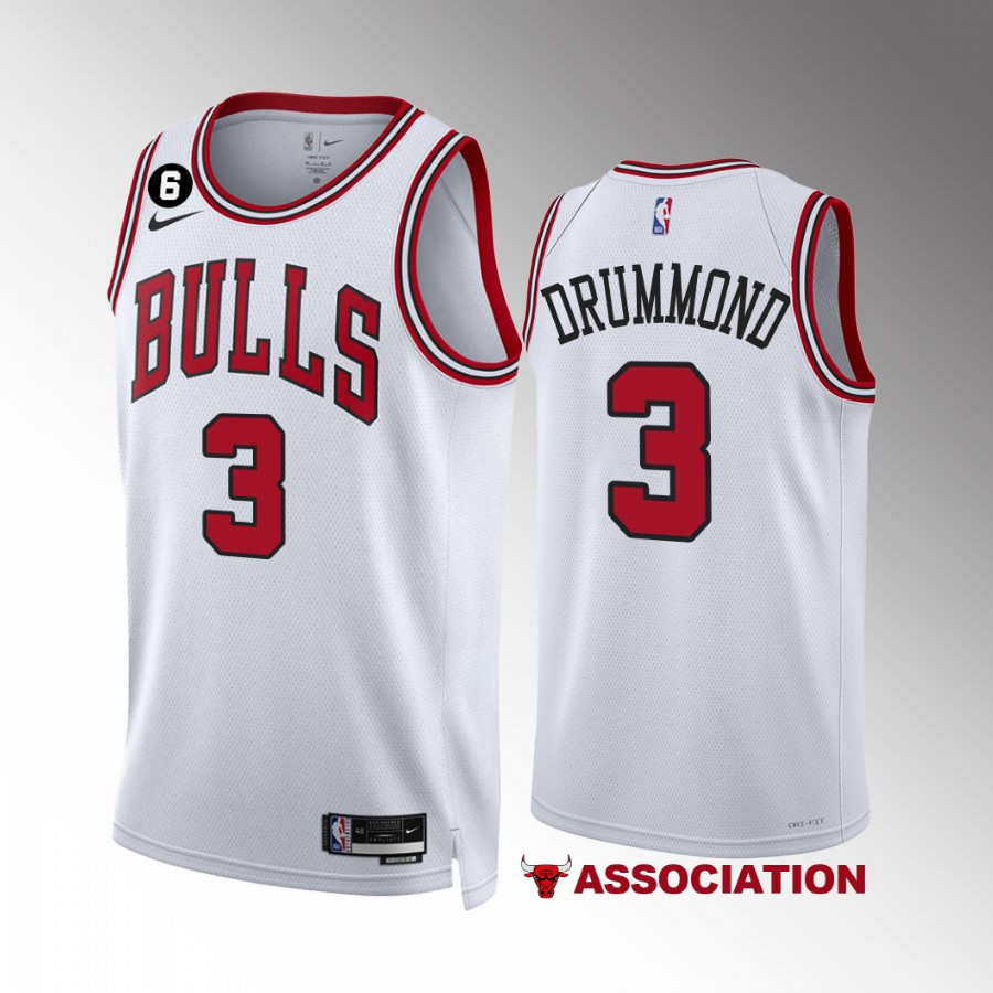 Andre Drummond 3 Chicago Bulls White Men Stitched Jersey 2022-23 Association Edition NO.6 Patch