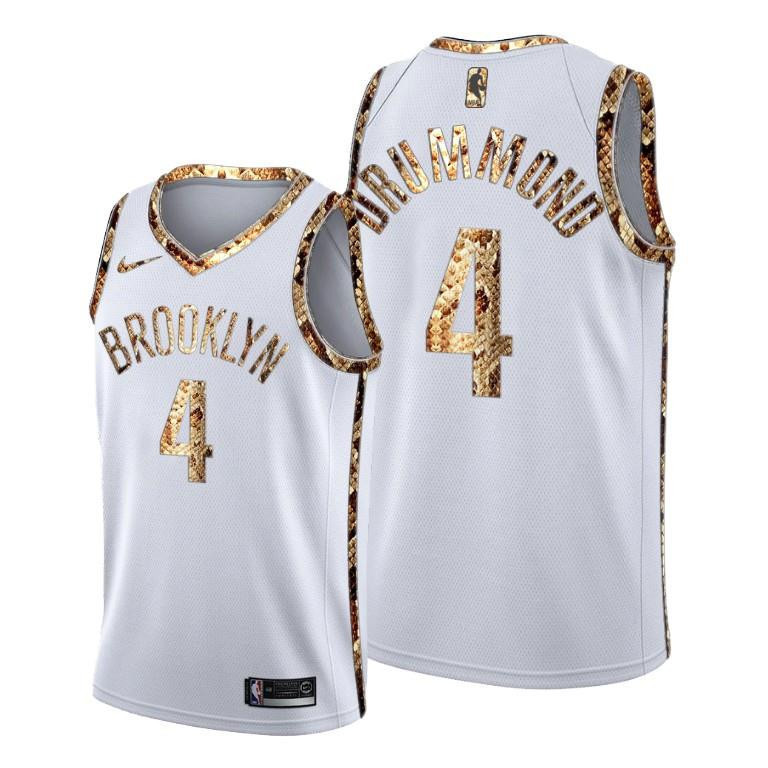 Andre Drummond 4 Brooklyn Nets Python Skin White Stitched Jersey 2022 New Number – Men Stitched Jersey