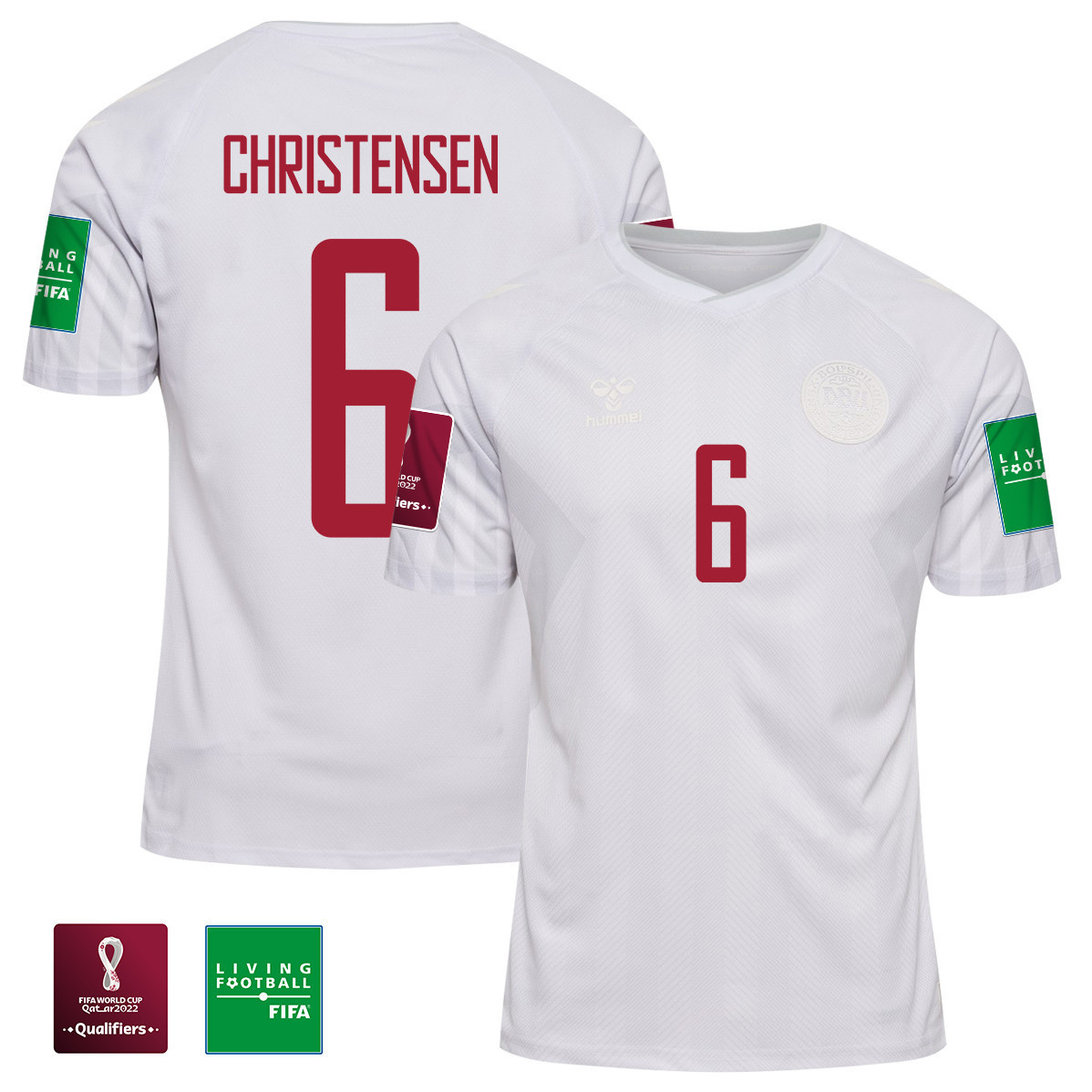 Andreas Christensen 6 Denmark National Team FIFA World Cup Qatar 2022 Patch Away Soccer Jersey, Men