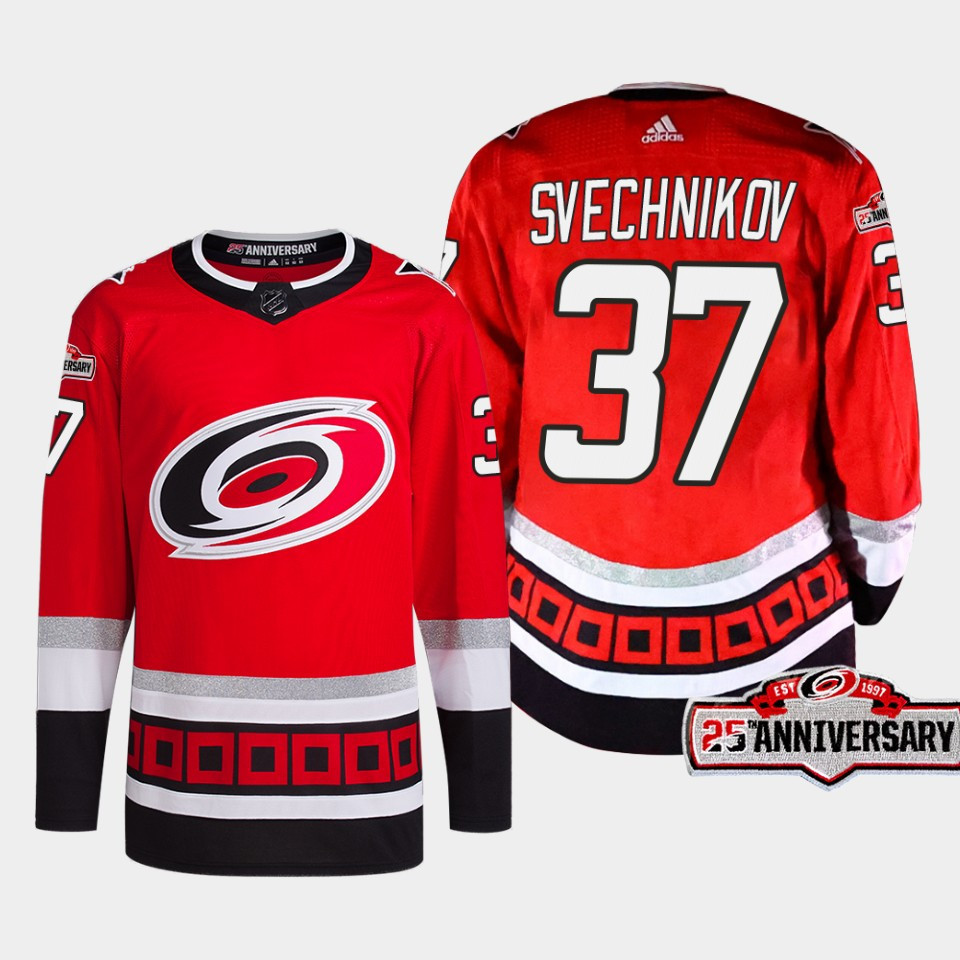 Andrei Svechnikov 37 Carolina Hurricanes Red Stitched Jersey 2022-23 Third 25th Anniversary
