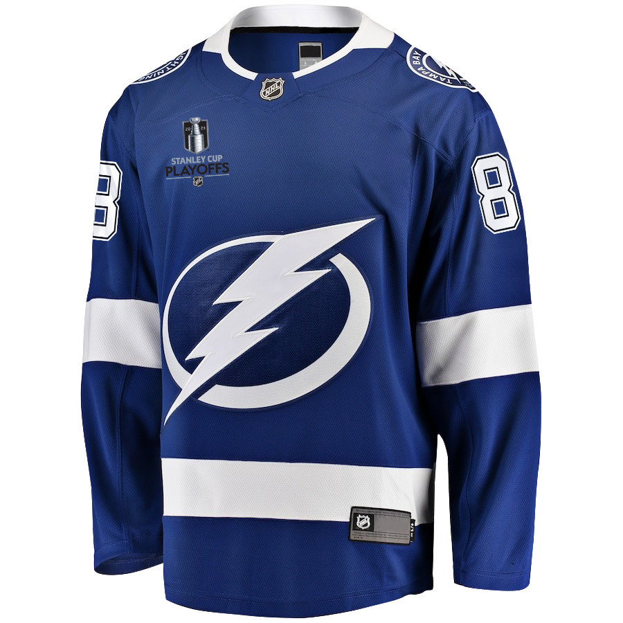 Andrei Vasilevskiy 88 Tampa Bay Lightning Stanley Cup 2023 Playoffs Patch Home Breakaway Men Stitched Jersey – Blue