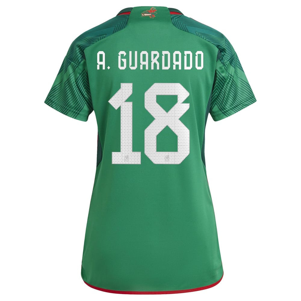 Andres Guardado 18 Mexico National Team 2022-23 World Cup Home Women Soccer Jersey – Green