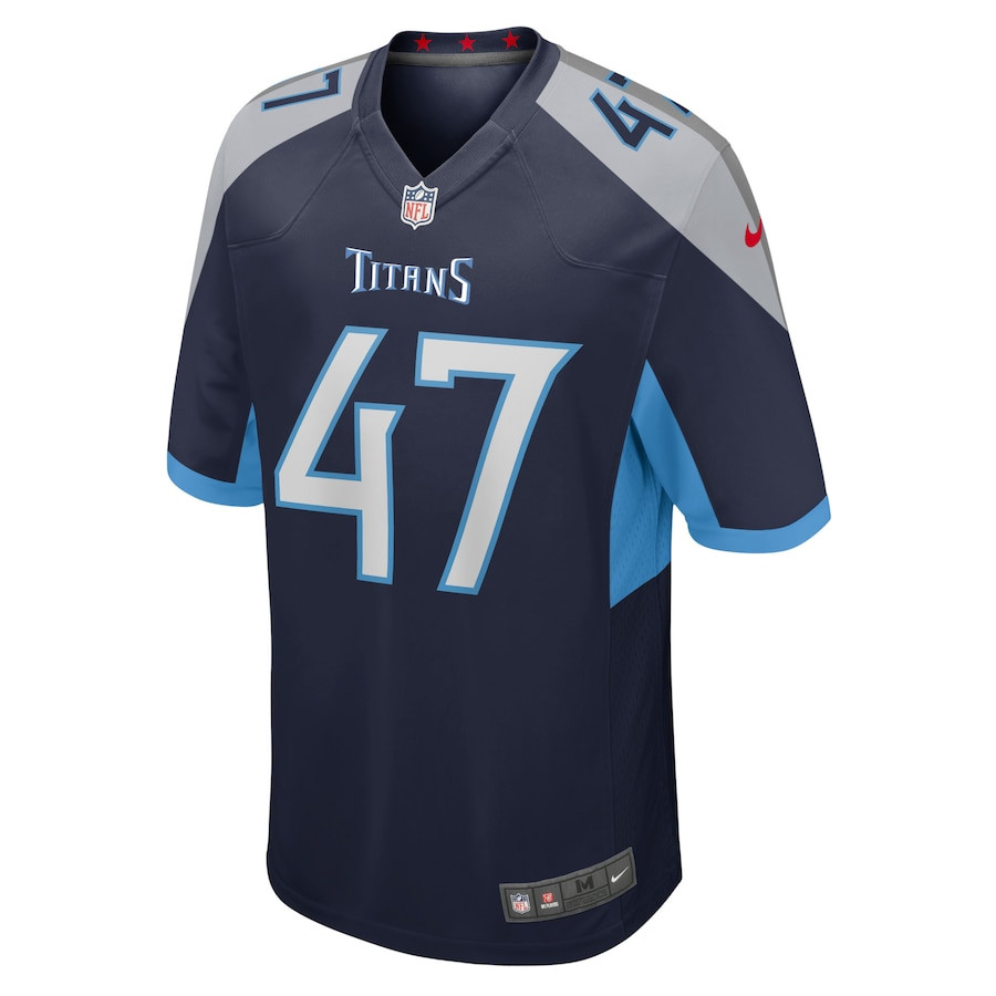 Andrew Adams 47 Tennessee Titans Home Game Player Stitched Jersey – Navy
