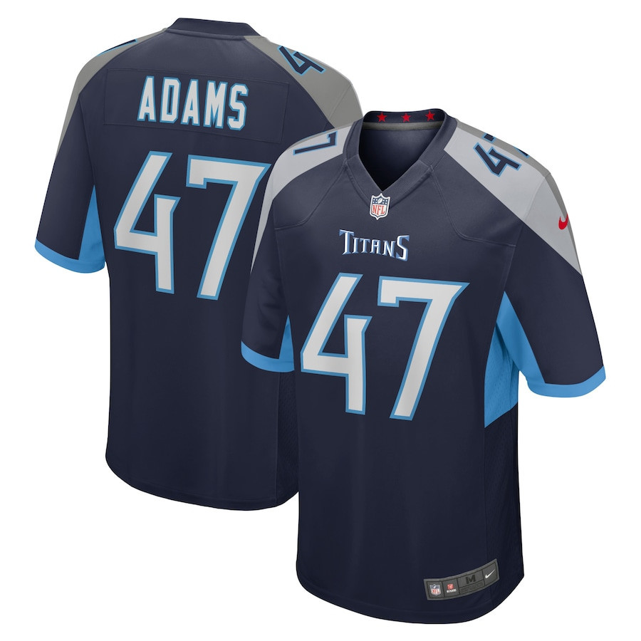 Andrew Adams 47 Tennessee Titans Home Game Player Stitched Jersey – Navy