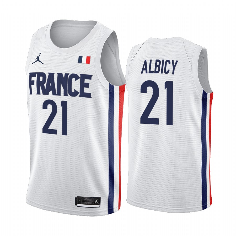 Andrew Albicy France #21 White 2021 Tokyo Olymipcs Limited Jersey