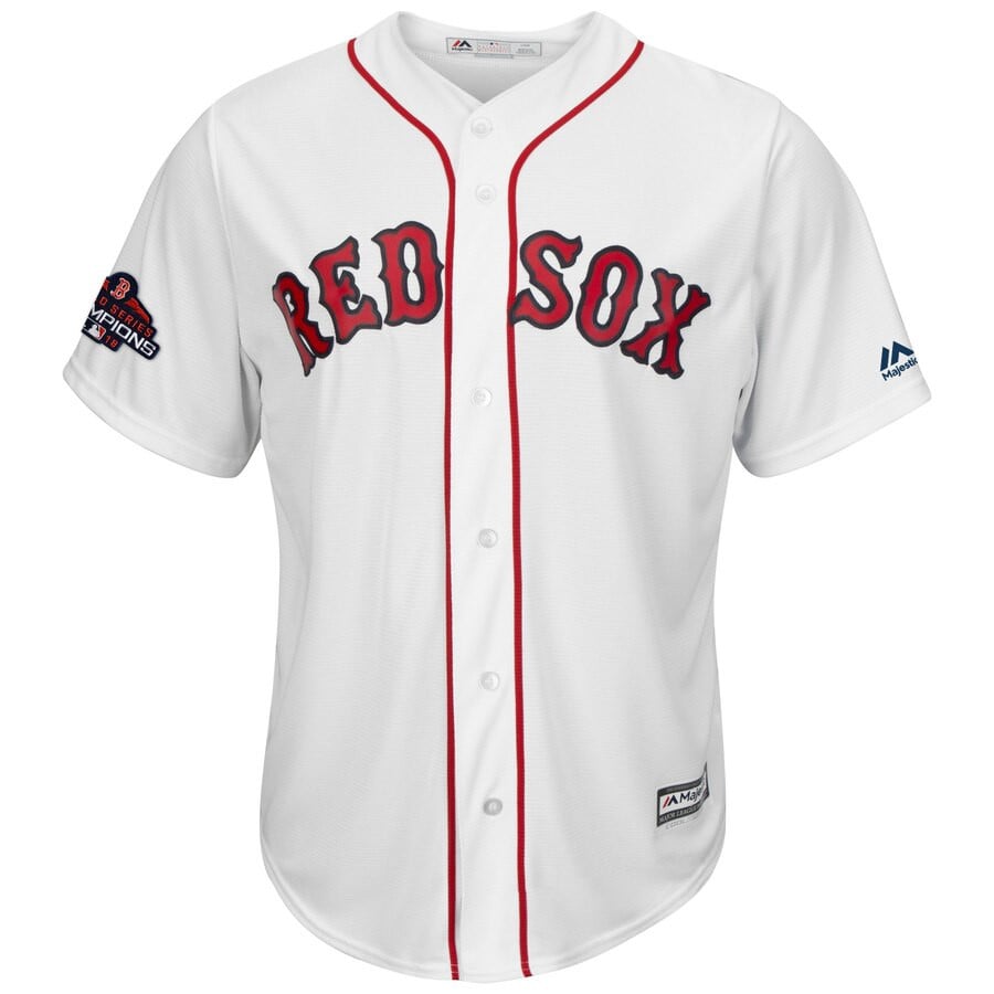 Andrew Benintendi Boston Red Sox Majestic 2018 World Series Champions Team Logo Player Stitched Jersey – White