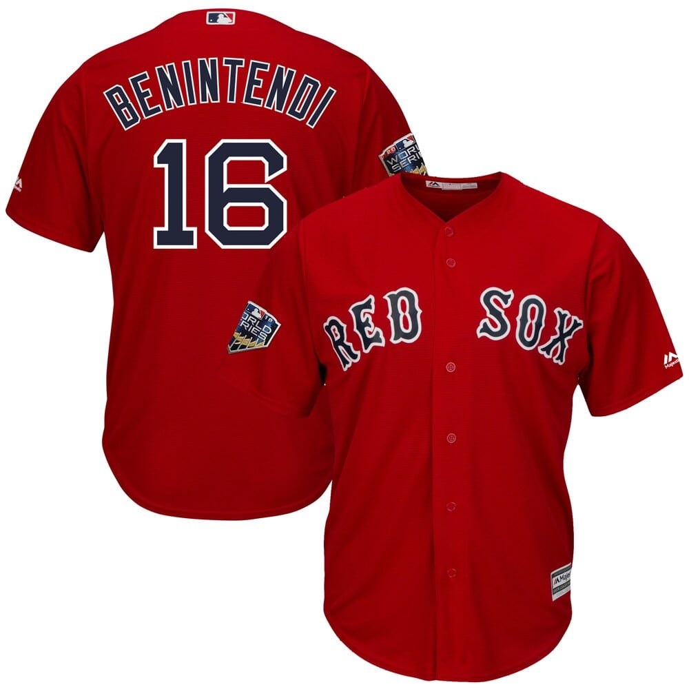 Andrew Benintendi Boston Red Sox Majestic 2018 World Series Cool Base Player Stitched Jersey – Scarlet
