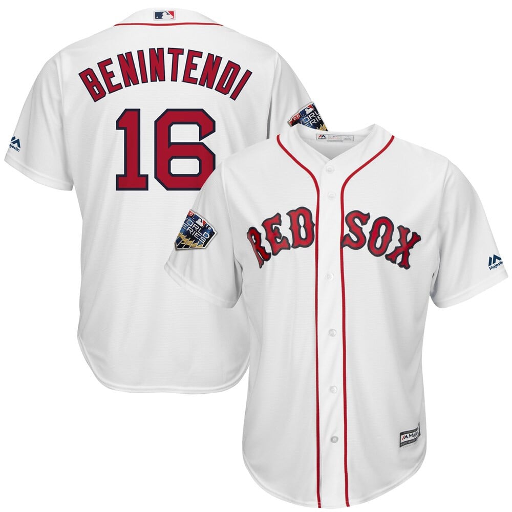 Andrew Benintendi Boston Red Sox Majestic 2018 World Series Cool Base Player Stitched Jersey – White