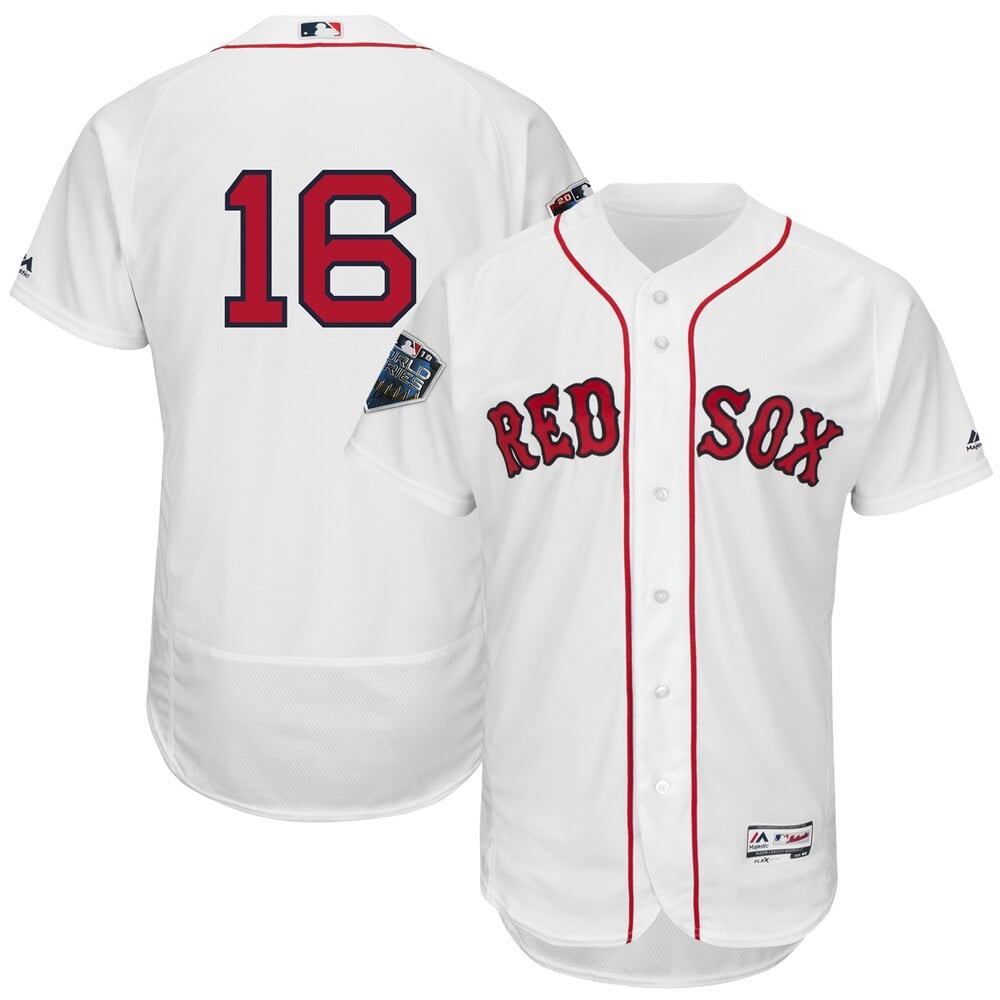 Andrew Benintendi Boston Red Sox Majestic 2018 World Series Flex Base Player Stitched Jersey – White