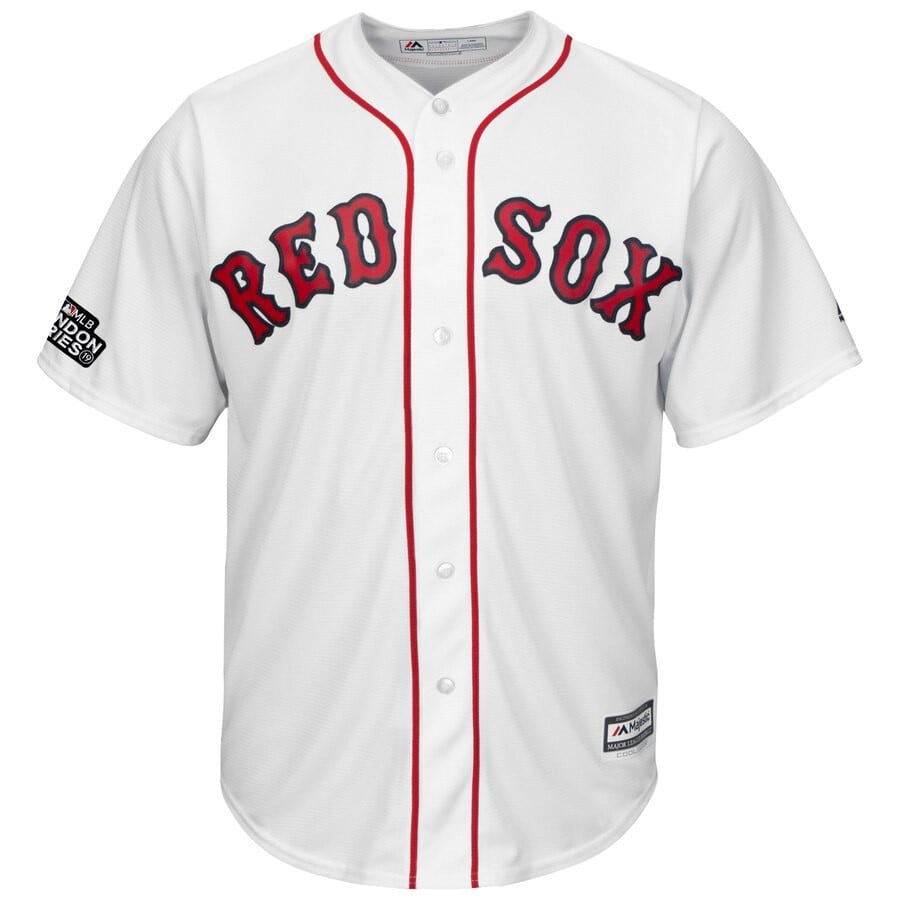 Andrew Benintendi Boston Red Sox Majestic 2019 London Series Cool Base Player Stitched Jersey – White