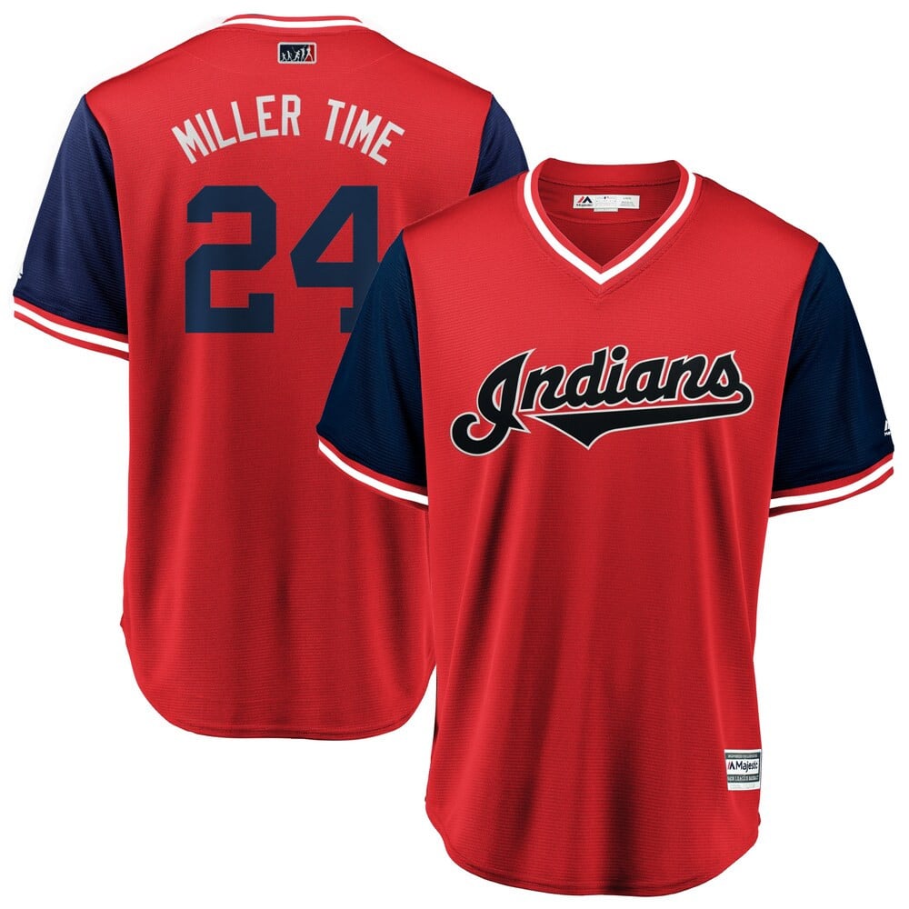 Andrew Miller “Miller Time” Cleveland Indians Majestic 2018 Players’ Weekend Cool Base Stitched Jersey – Red/Navy