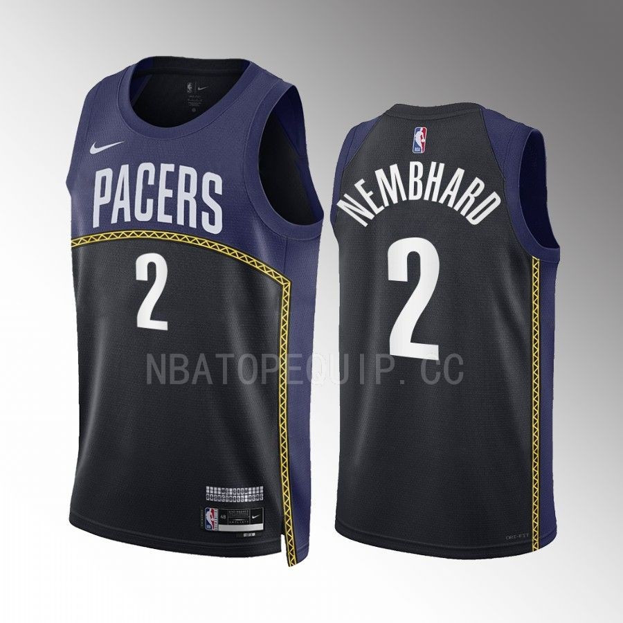 Andrew Nembhard 2 Indiana Pacers 2022-23 City Edition Black Navy Stitched Jersey Swingman
