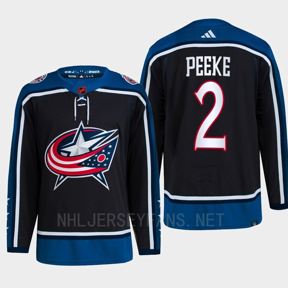 Andrew Peeke 2 Reverse Retro 2.0 2022 Columbus Blue Jackets Navy Stitched Jersey Primegreen