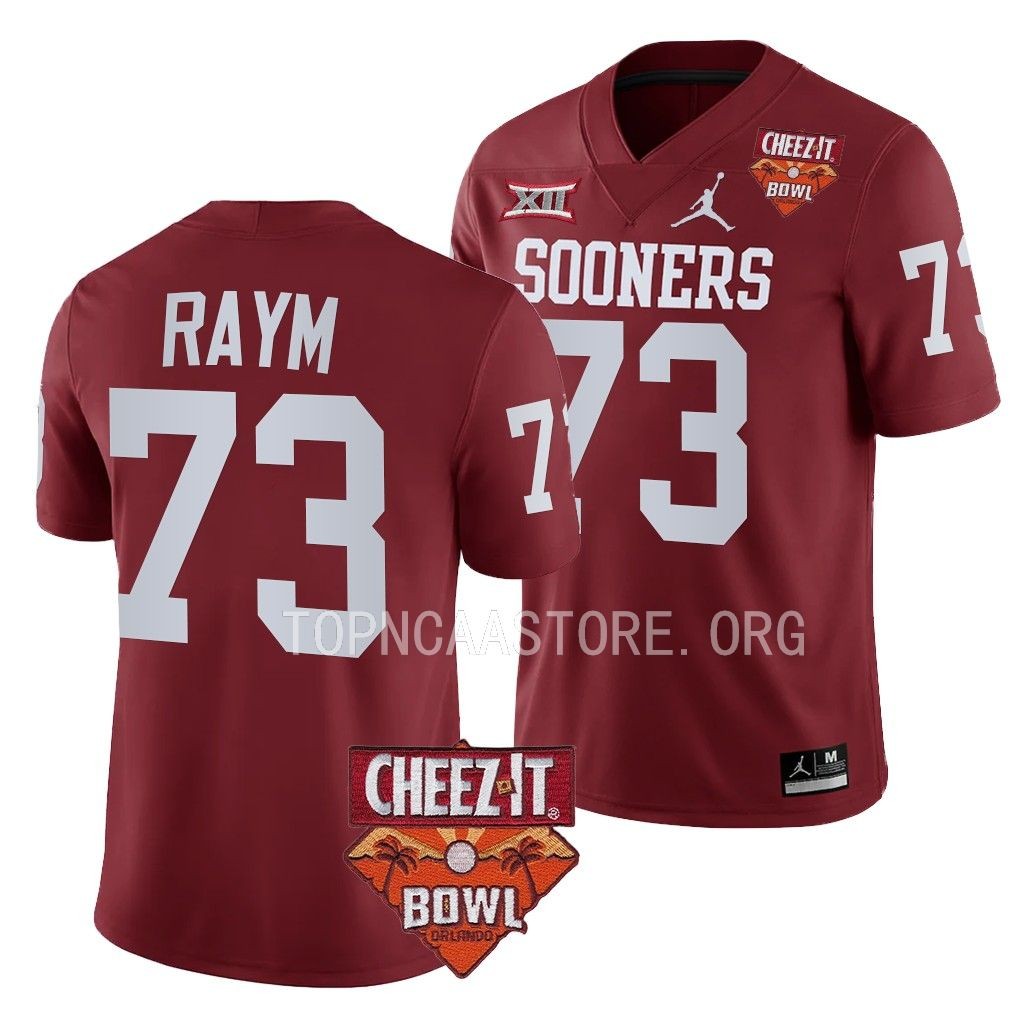 Andrew Raym Oklahoma Sooners 2022 Cheez-It Bowl #73 Jersey Men's Crimson College Uniform
