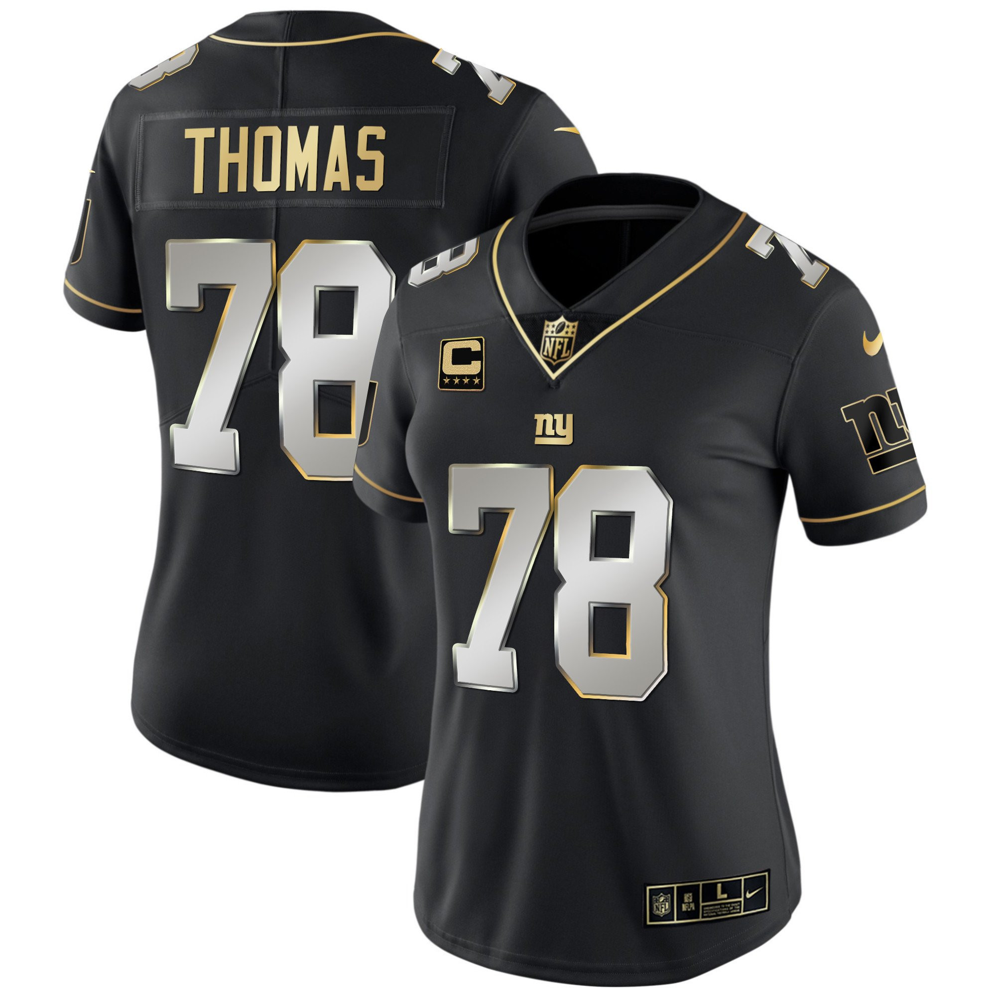 Andrew Thomas Women's New York Giants Vapor Gold Black Limited Jersey - All Stitched 
