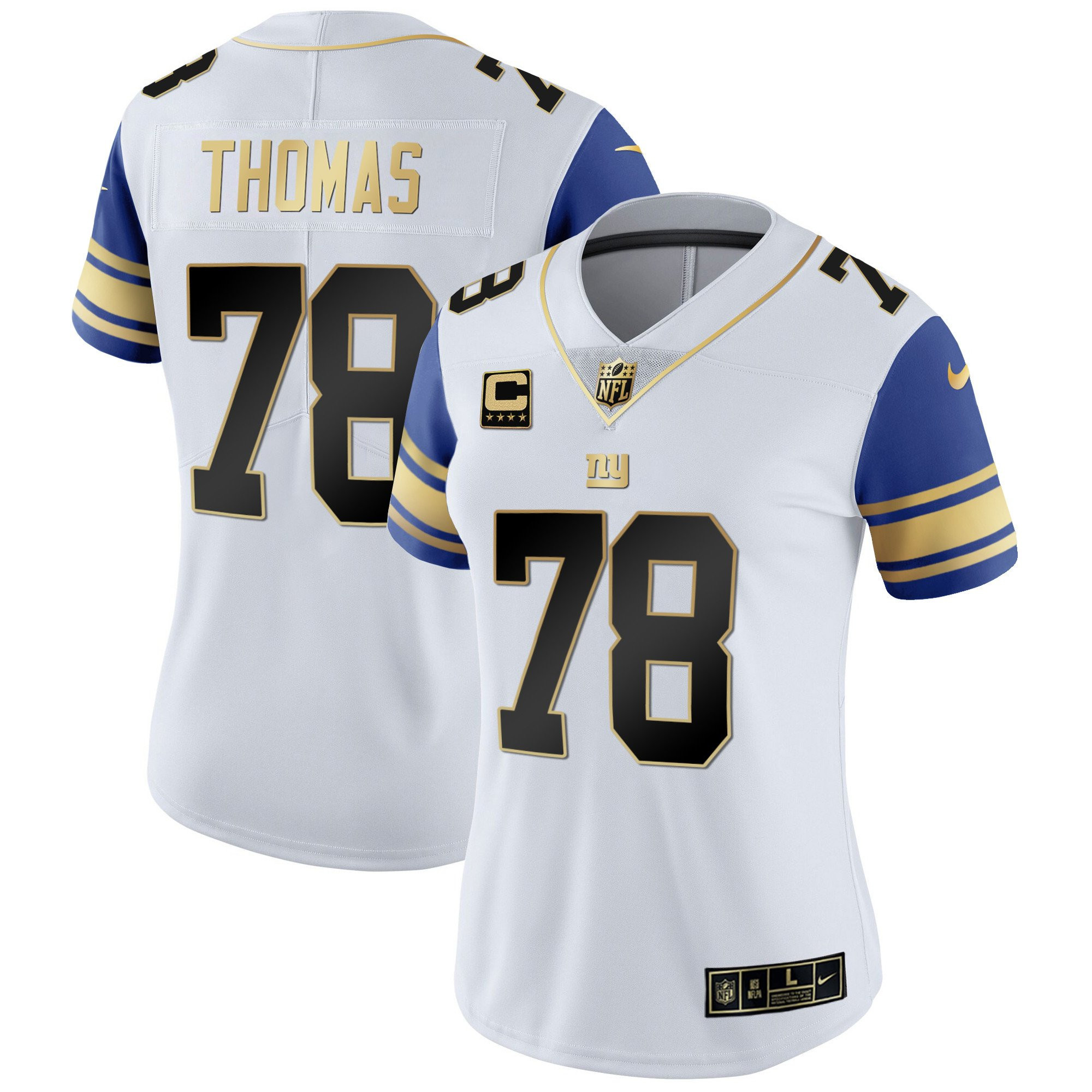 Andrew Thomas Women's New York Giants Vapor Gold Color Sleeve Jersey - All Stitched 