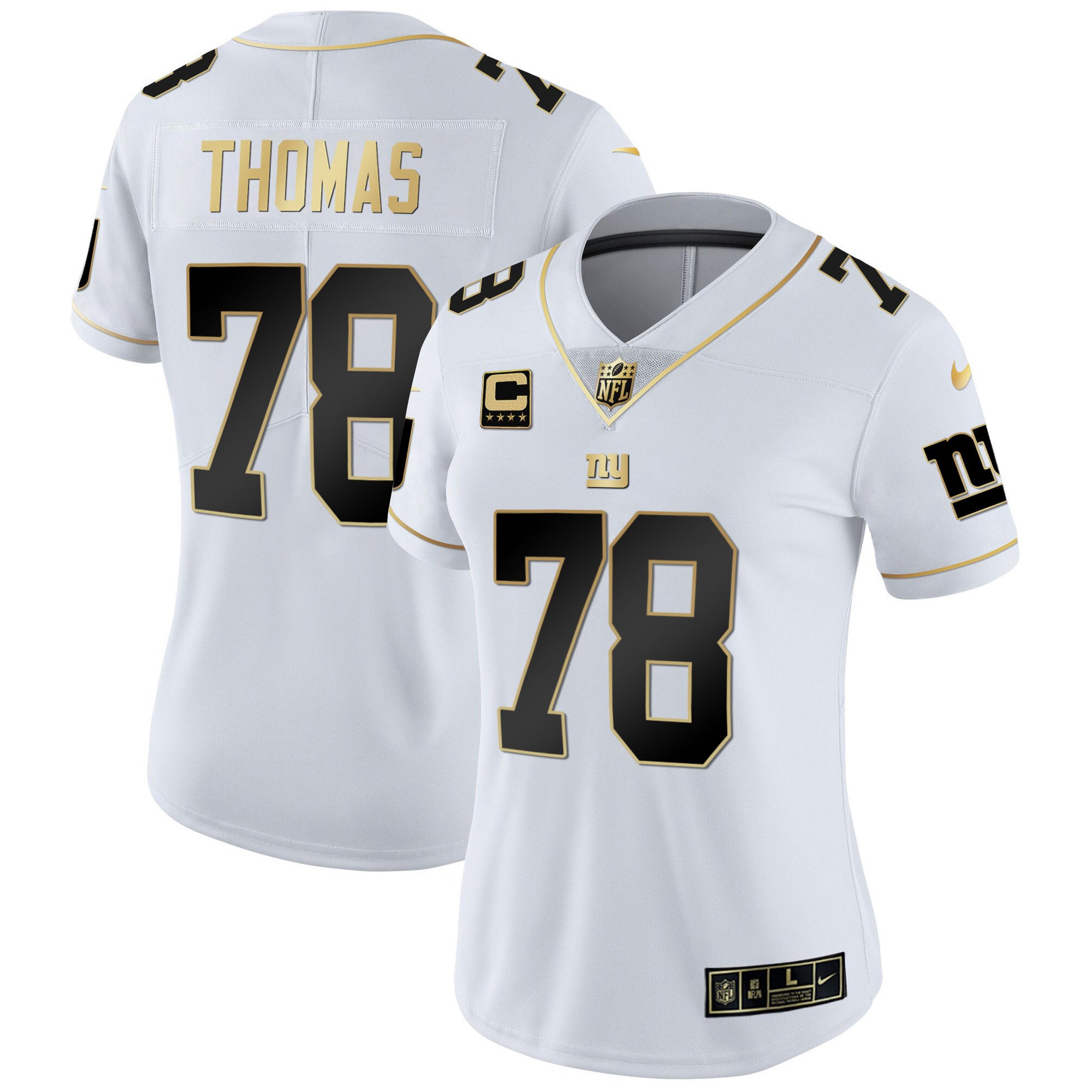 Andrew Thomas Women's New York Giants Vapor Gold White Gold Jersey - All Stitched 