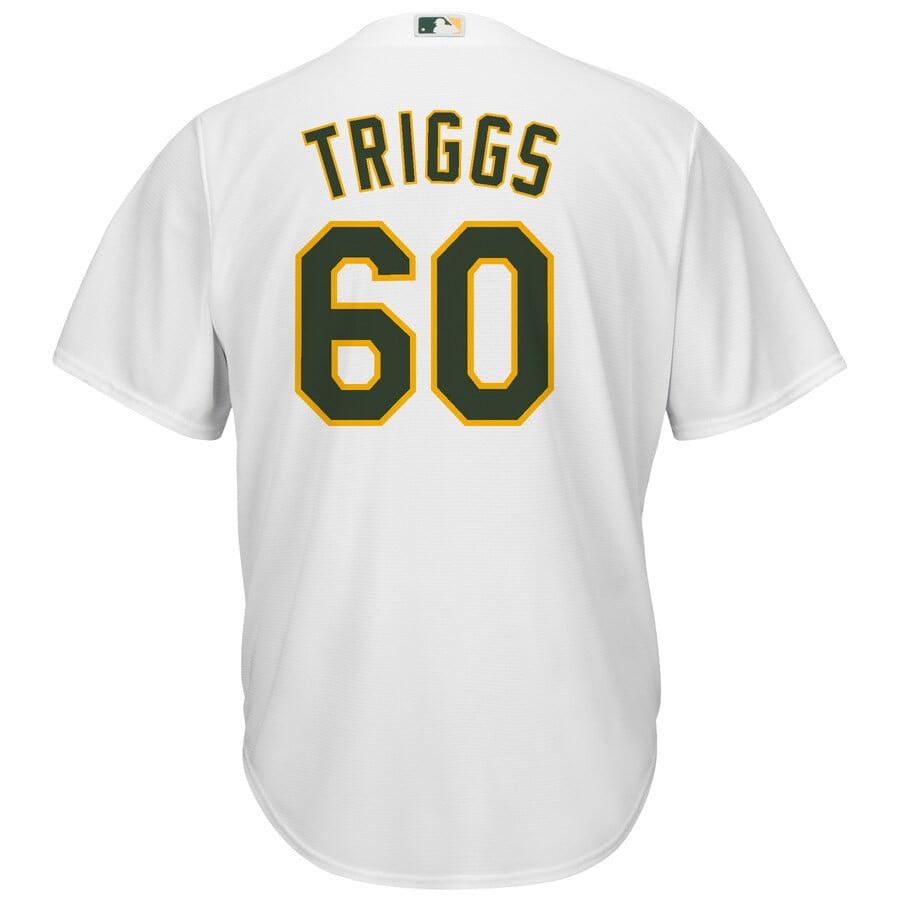 Andrew Triggs Oakland Athletics Majestic Home Cool Base Stitched Jersey – White