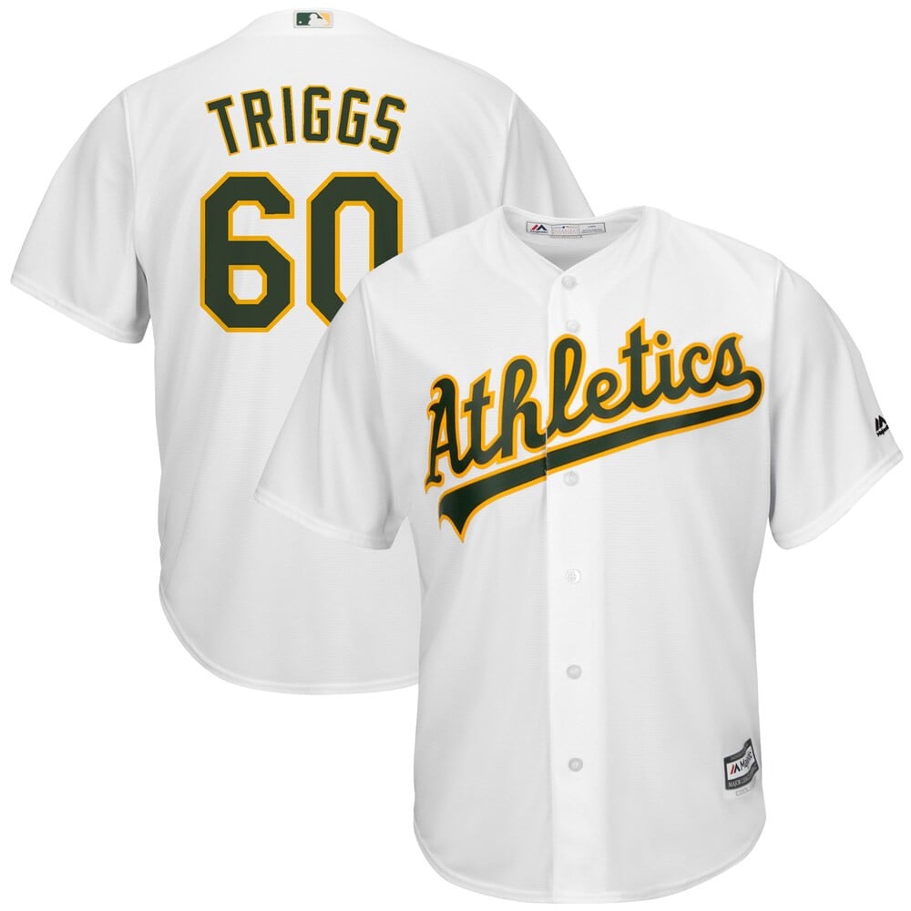 Andrew Triggs Oakland Athletics Majestic Home Cool Base Stitched Jersey – White