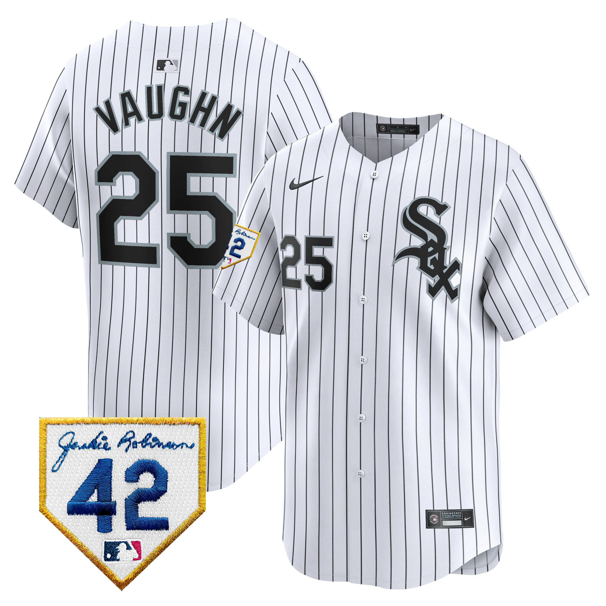 Andrew Vaughn Men's Chicago White Sox 2024 Jackie Robinson Patch Vapor Premier Limited Jersey - All Stitched