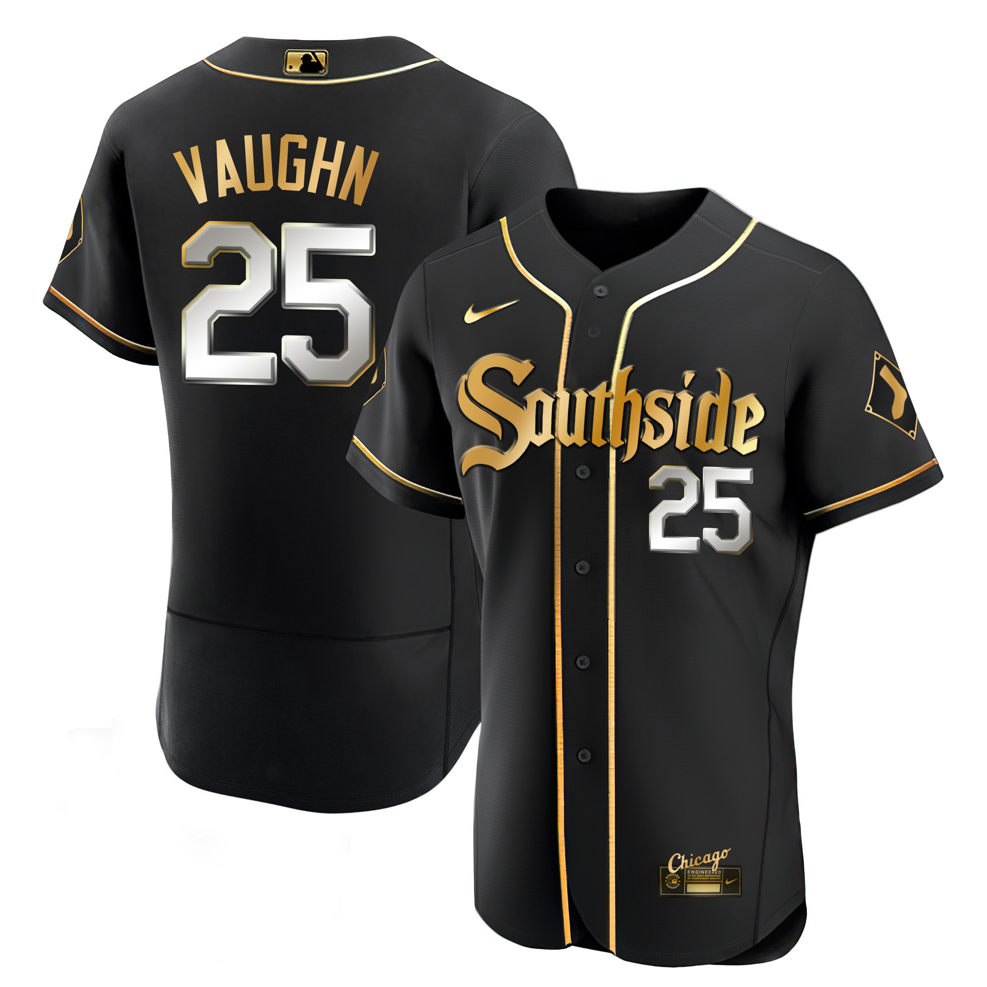 Andrew Vaughn Men's Chicago White Sox Black Limited & Gold Flex Black Limited Jersey - All Stitched