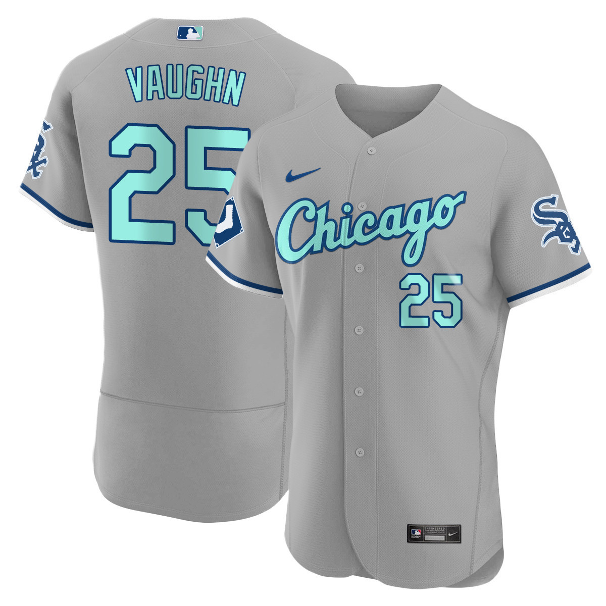 Andrew Vaughn Men's Chicago White Sox Gray Collection Flex Base Jersey - All Stitched