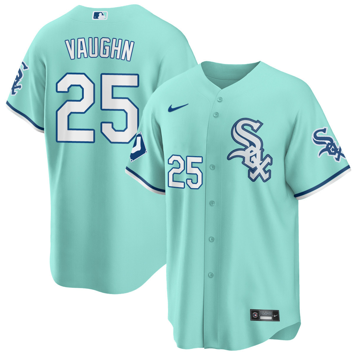 Andrew Vaughn Men's Chicago White Sox Teal Collection Cool Base Jersey - All Stitched