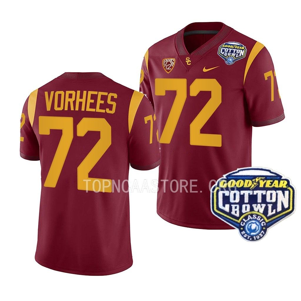 Andrew Vorhees USC Trojans 2023 Cotton Bowl Cardinal Men College 72 Jersey
