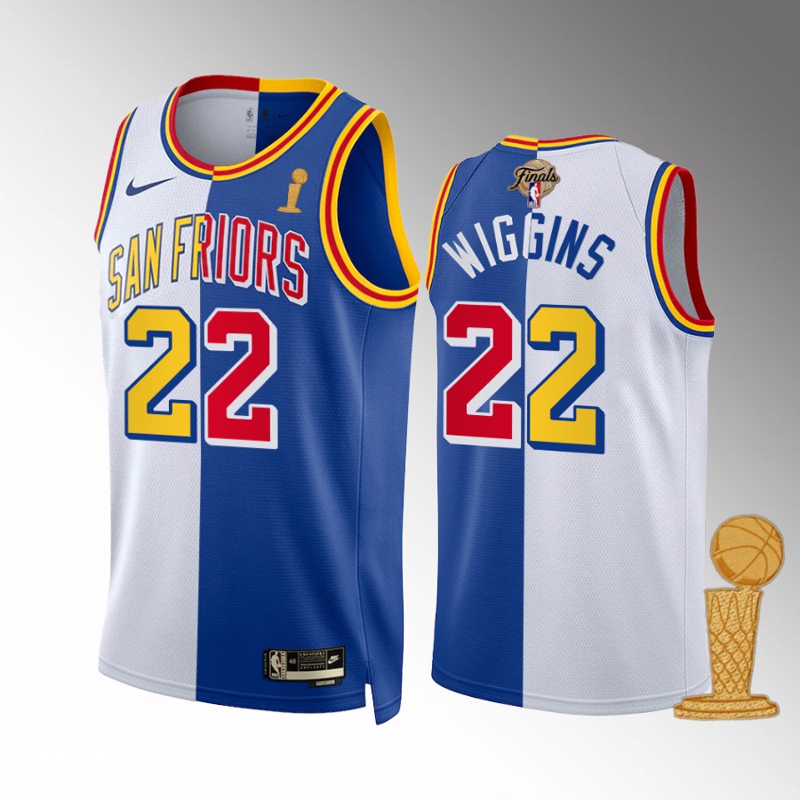 Andrew Wiggins 2021-22 NBA Champions Golden State Warriors White Royal #22 Jersey Classic Split