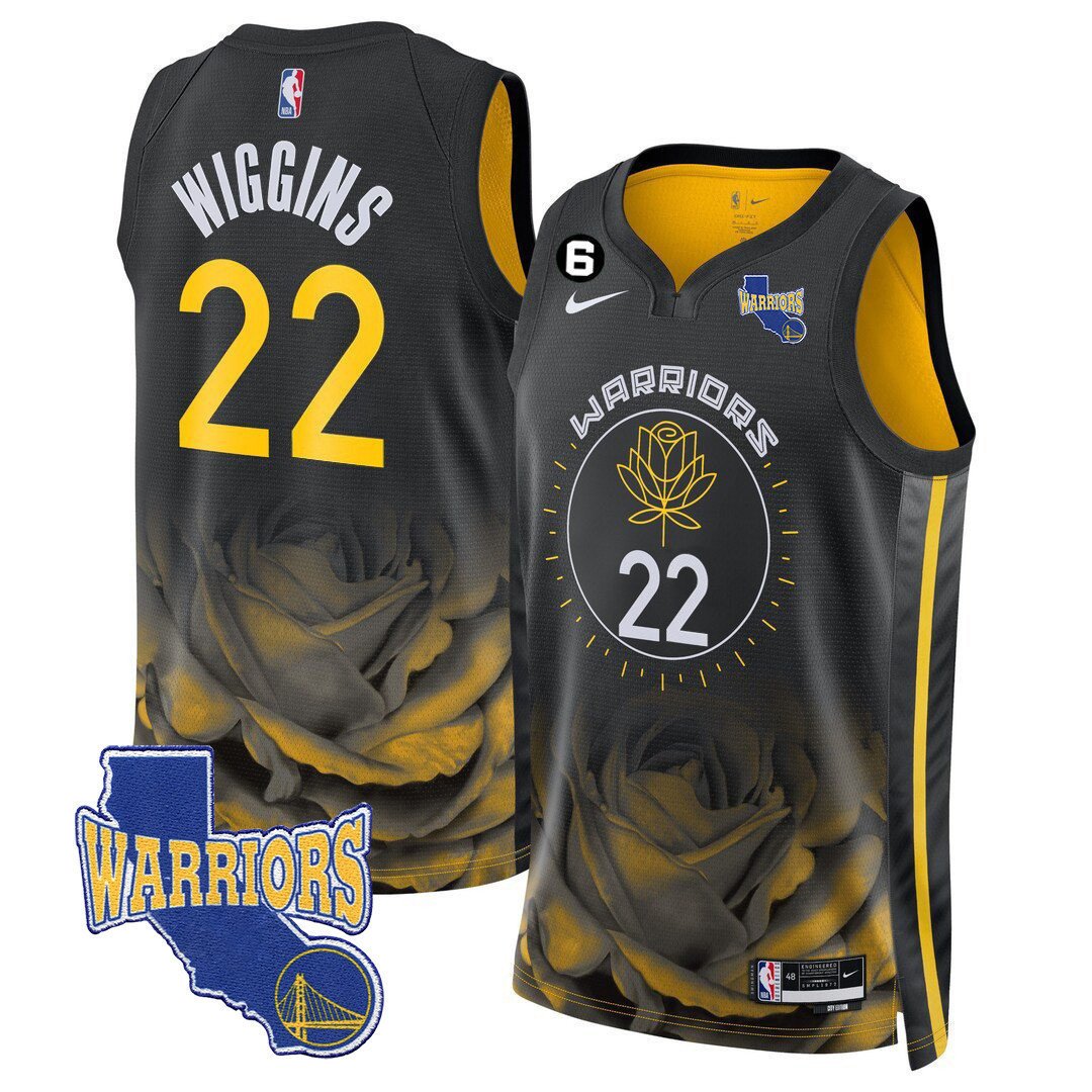 Andrew Wiggins Men's Golden State Warriors 2023-24 California State Patch 22-23 City Black Jersey - All Stitched