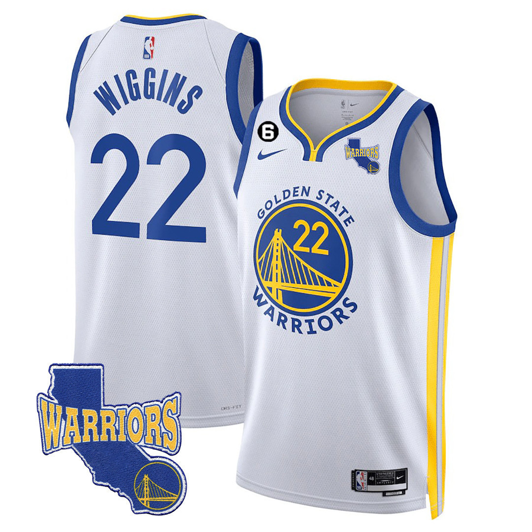 Andrew Wiggins Men's Golden State Warriors 2023-24 California State Patch Association White Jersey - All Stitched