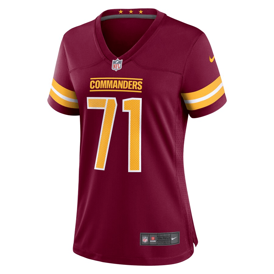 Andrew Wylie 71 Washington Commanders Women Game Stitched Jersey – Burgundy