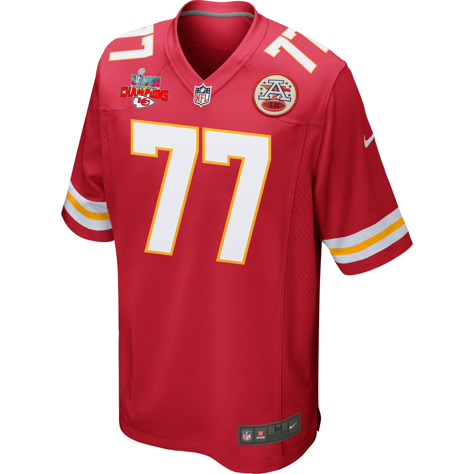 Andrew Wylie 77 Kansas City Chiefs Super Bowl LVII Champions 3 Stars Men Game Stitched Jersey – Red