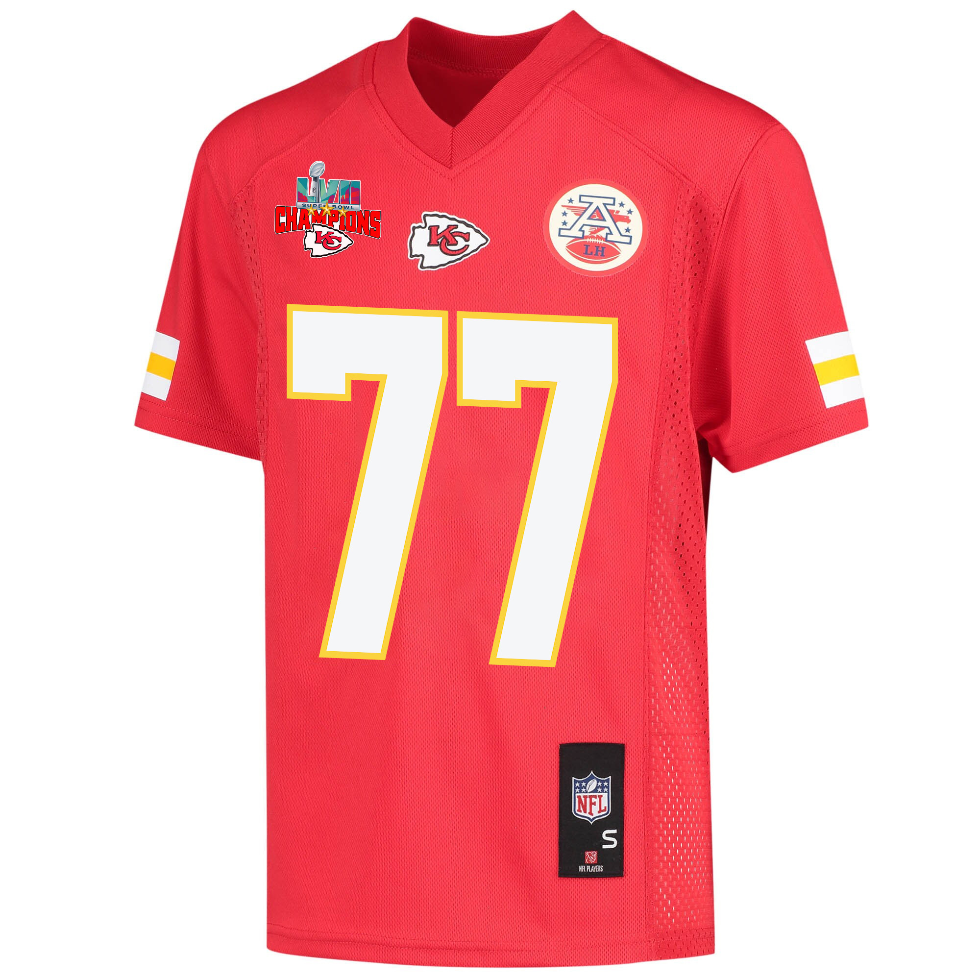 Andrew Wylie 77 Kansas City Chiefs Super Bowl LVII Champions 3 Stars Youth Game Stitched Jersey – Red
