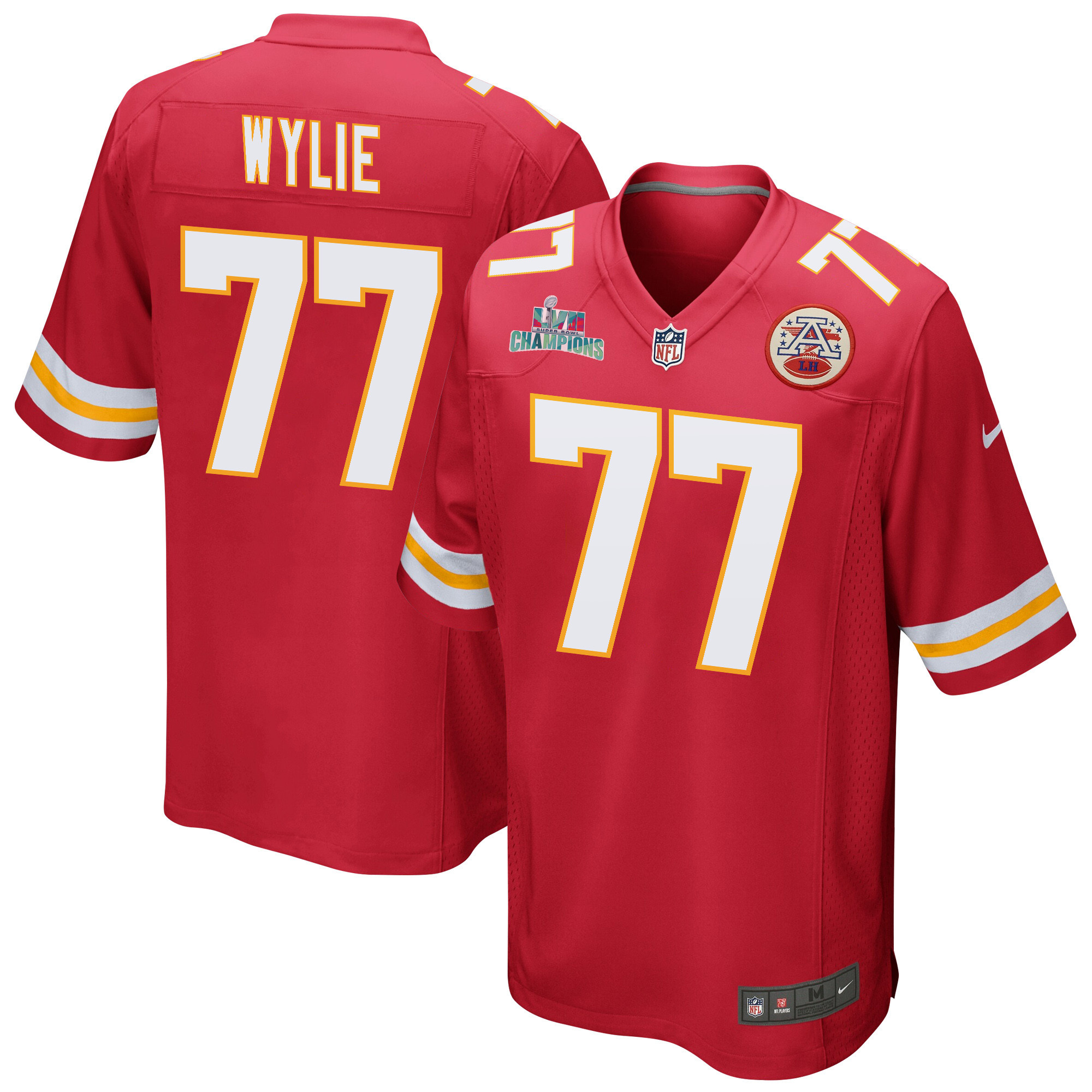 Andrew Wylie 77 Kansas City Chiefs Super Bowl LVII Champions Men Game Stitched Jersey – Red