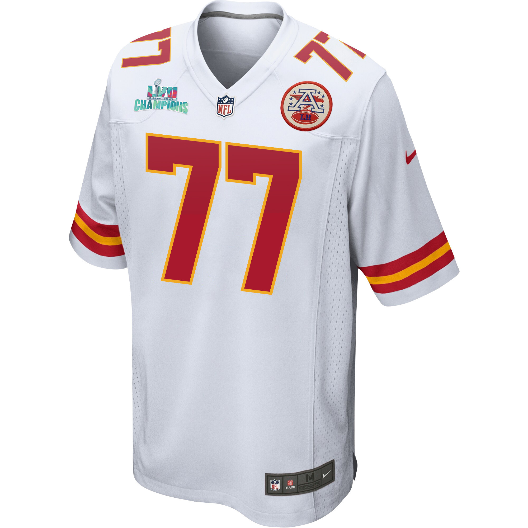 Andrew Wylie 77 Kansas City Chiefs Super Bowl LVII Champions Men Game Stitched Jersey – White