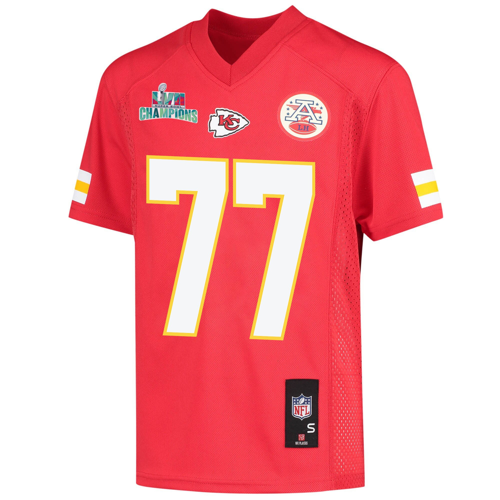 Andrew Wylie 77 Kansas City Chiefs Super Bowl LVII Champions Youth Game Stitched Jersey – Red