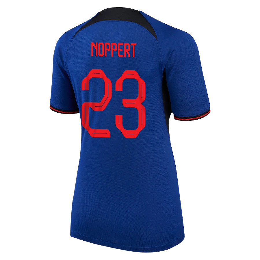 Andries Noppert 23 Netherlands National Team 2022-23 Qatar World Cup Patch Away Women Soccer Jersey