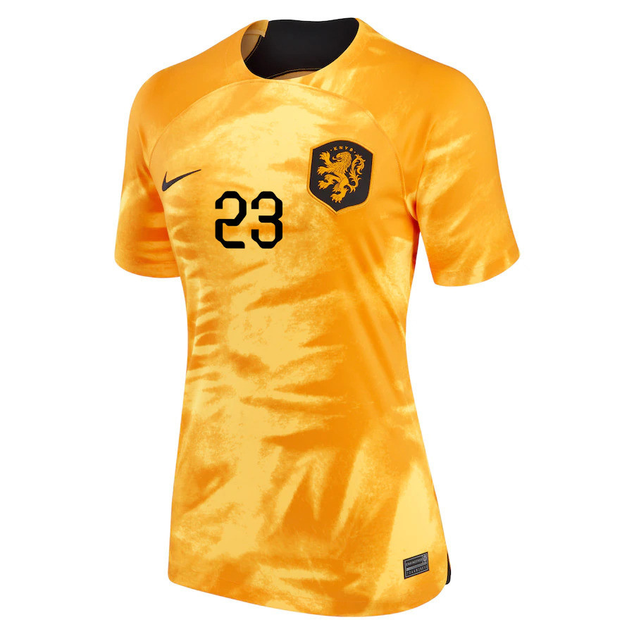 Andries Noppert 23 Netherlands National Team 2022-23 Qatar World Cup Patch Home Women Soccer Jersey