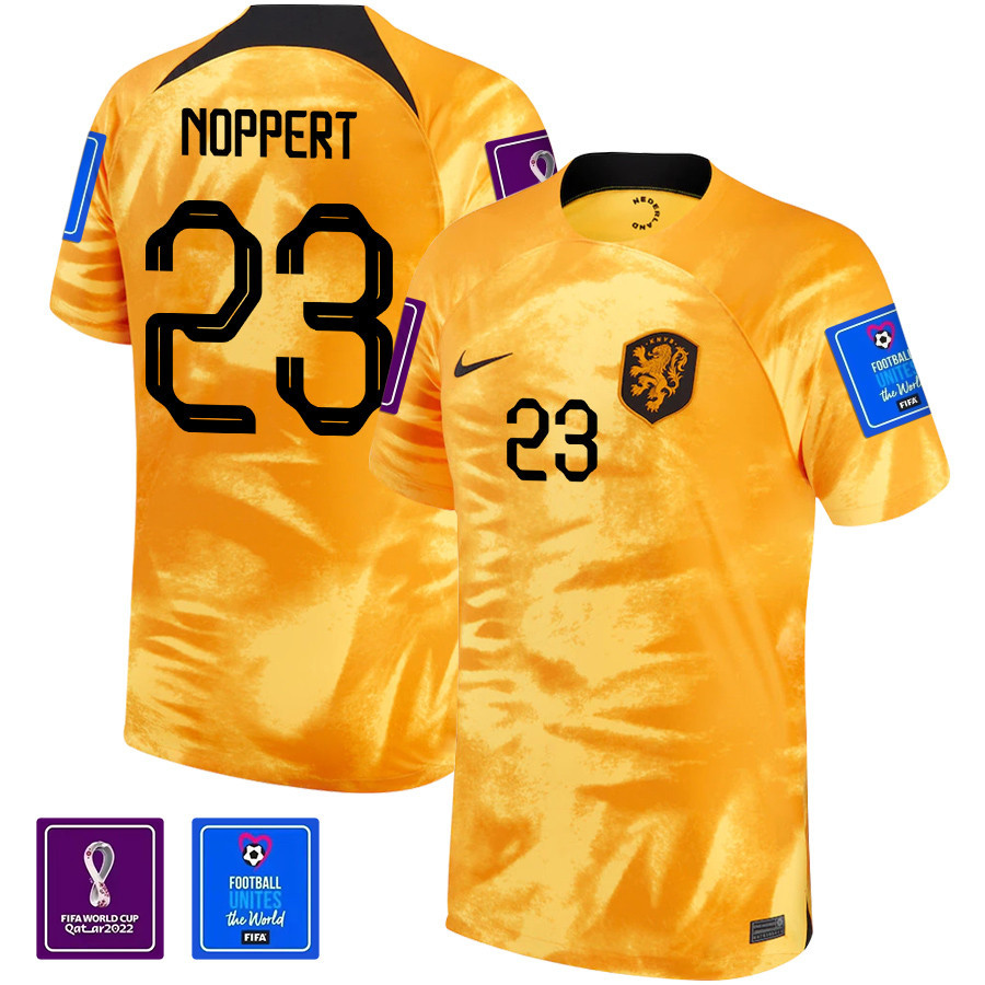 Andries Noppert 23 Netherlands National Team 2022-23 World Cup Patch Home Men Soccer Jersey